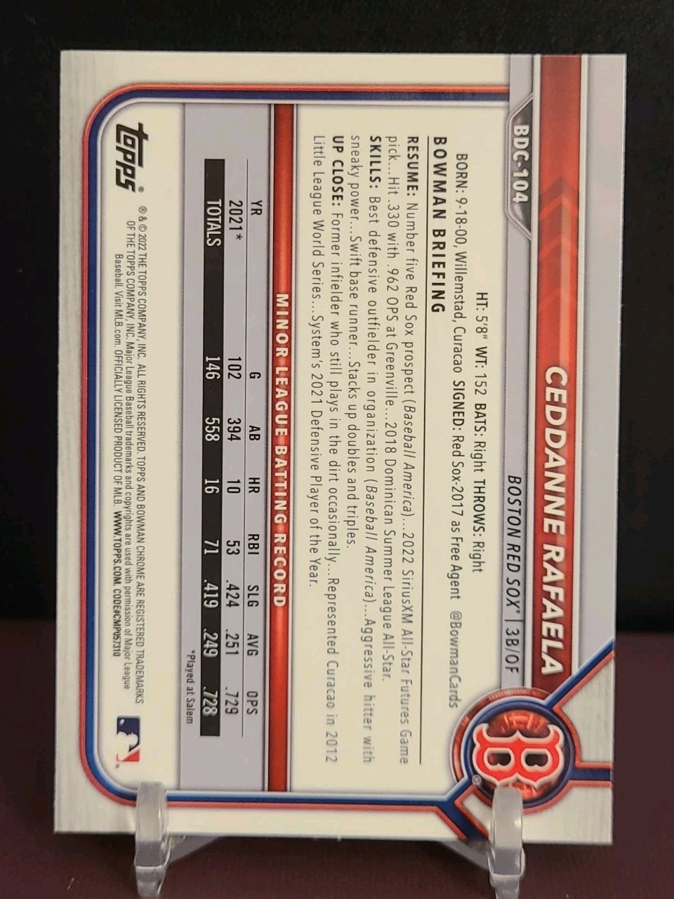 2022 Bowman Draft Chrome Ceddanne Rafaela #BDC-104
