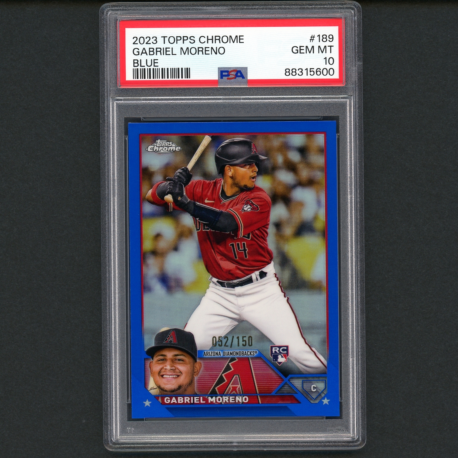 2023 Topps Chrome Gabriel Moreno Rookie Blue Refractor /150 PSA 10 GEM MINT