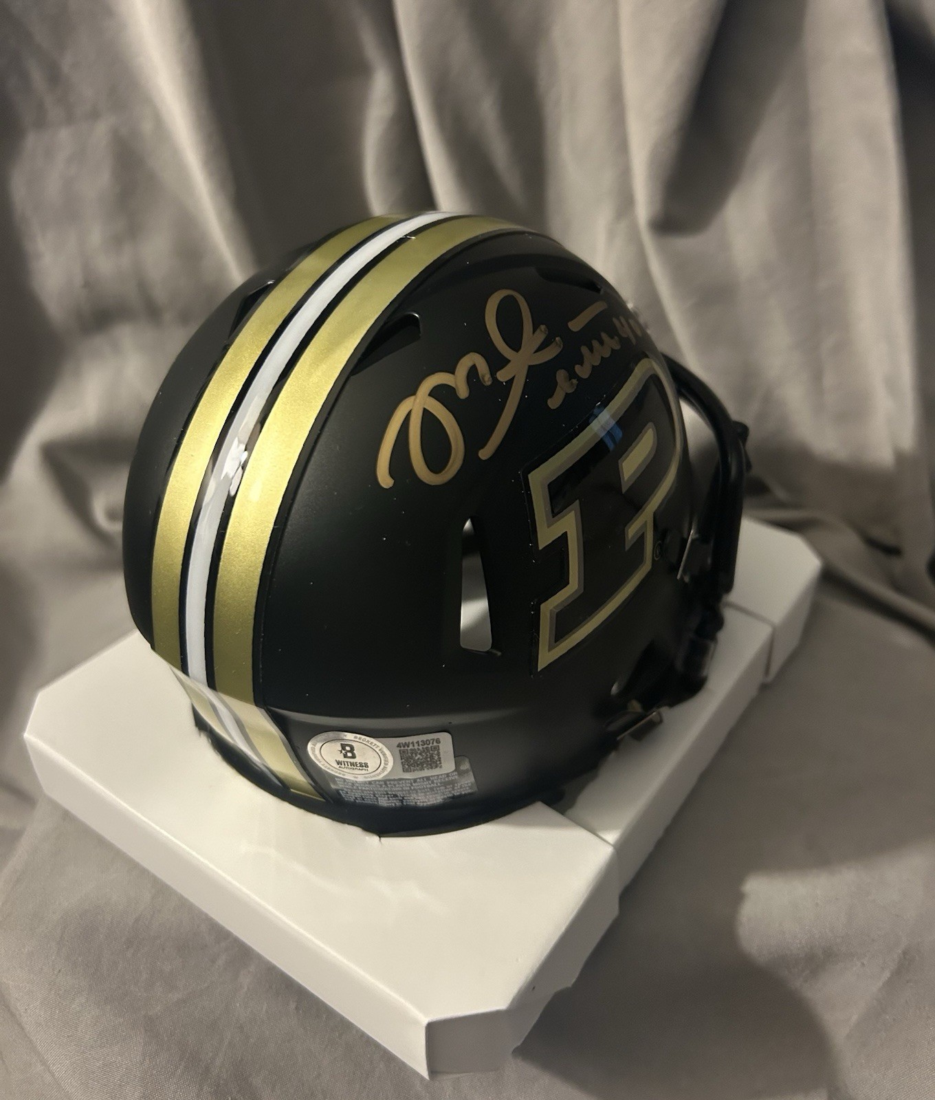 Mike Alstott Autographed Purdue Boilermakers Mini Football Helmet w/ Beckett COA