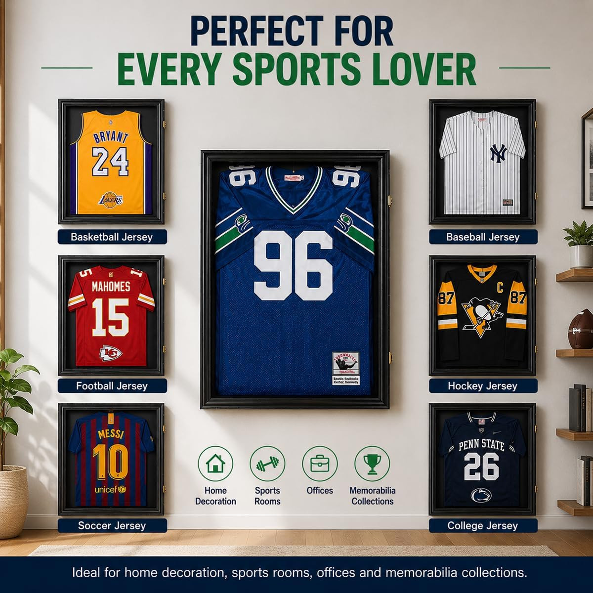 Jersey Frame Display Case Large Lockable Frames Shadow Box with UV Protection Ac