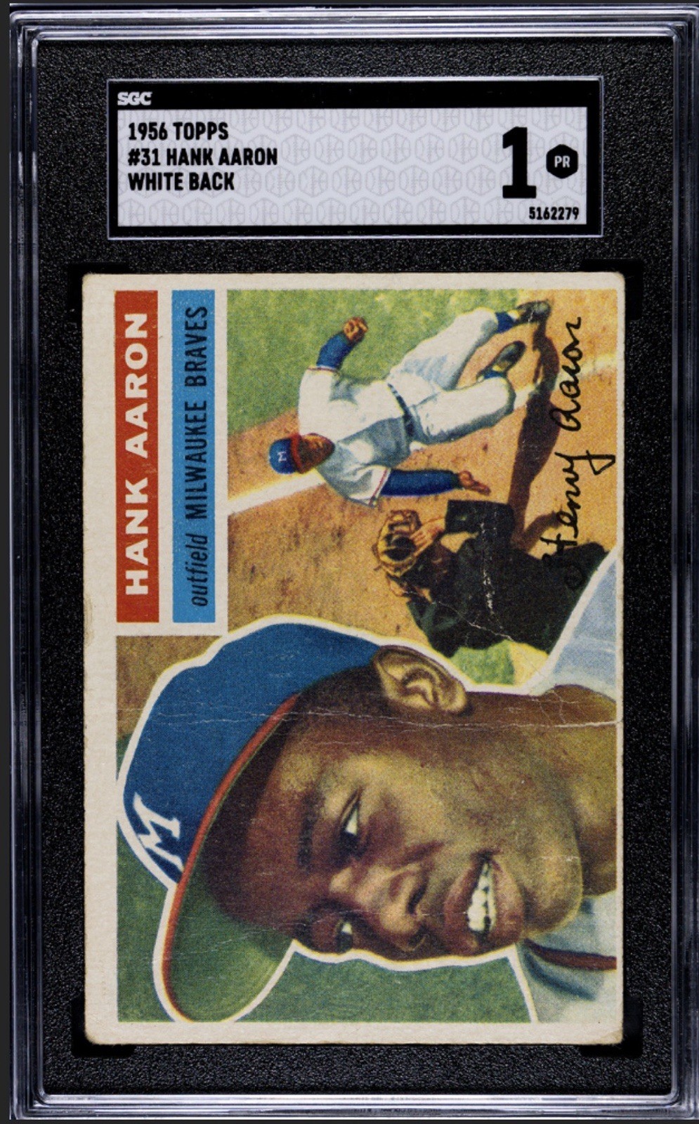 1956 Topps White Back #31 Hank Aaron SGC 1