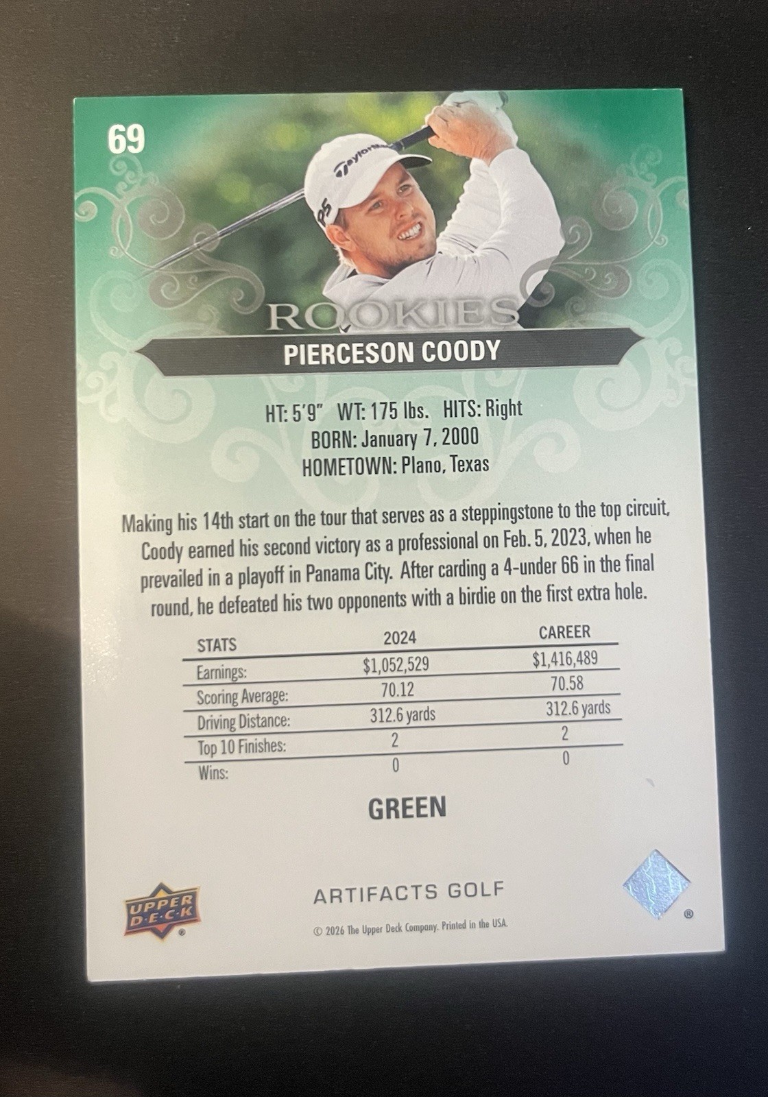 2026 Upper Deck Artifacts PiercesonCoody Rookie Golf Cards Lot of 4Parallels