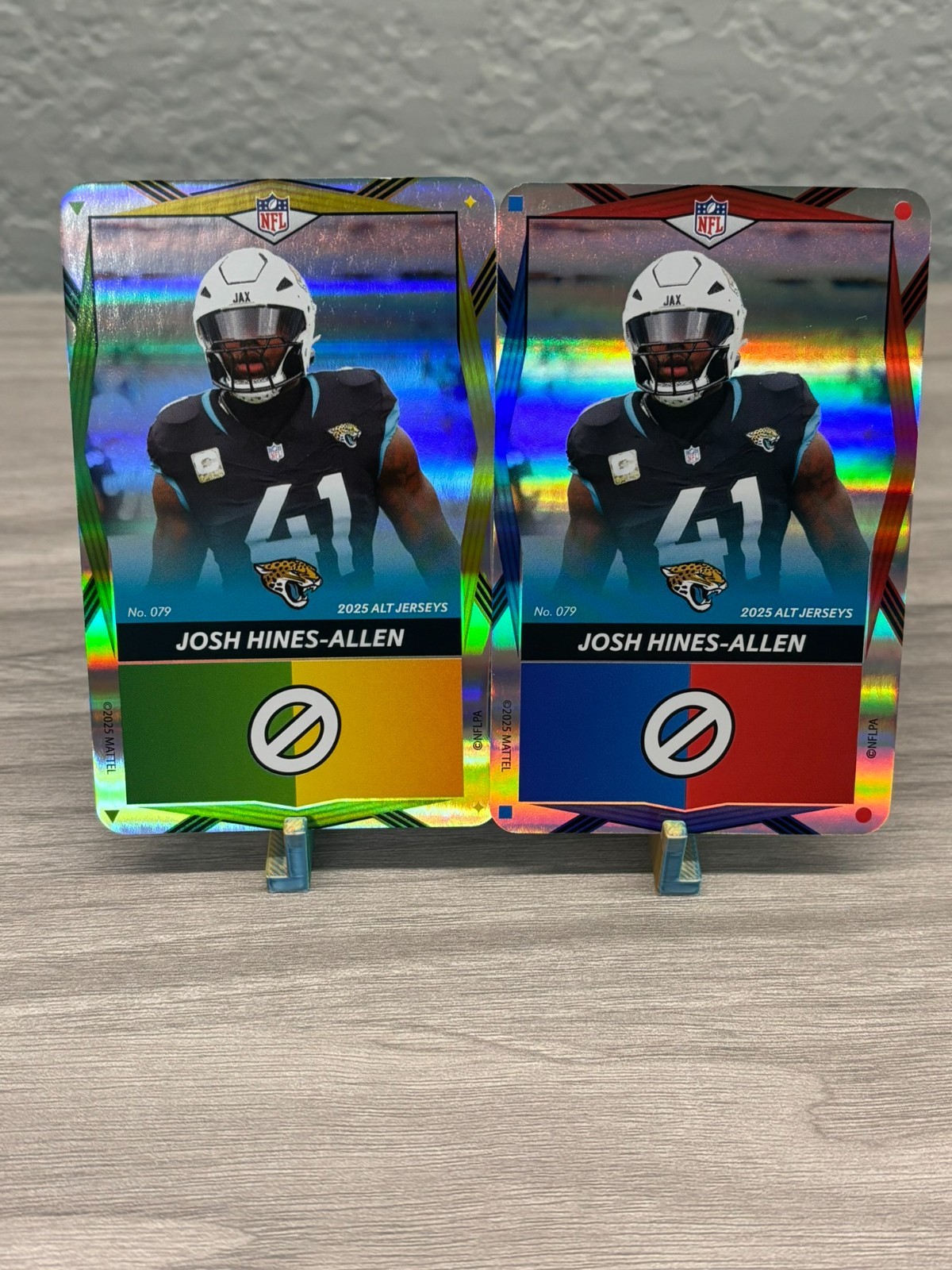 2025 Uno Elite Alt Jerseys – Josh Hines-Allen Dual Foil Green/Yellow & Blue/Red