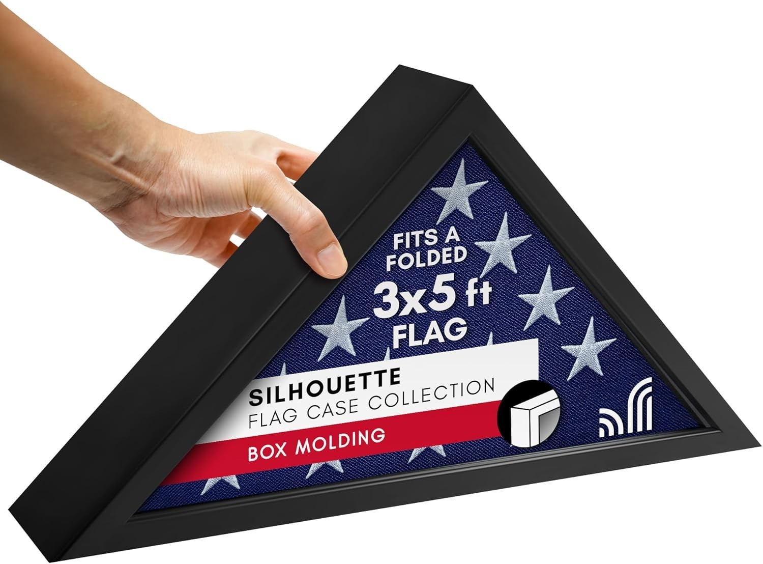 Modern Triangular Flag Case for 3×5′ Flags – Tabletop or Wall Display