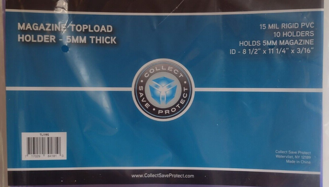 (10) CSP 5mm Rigid Magazine Top Load Protector NIP High Impact ID:8 1/2×11 1/4