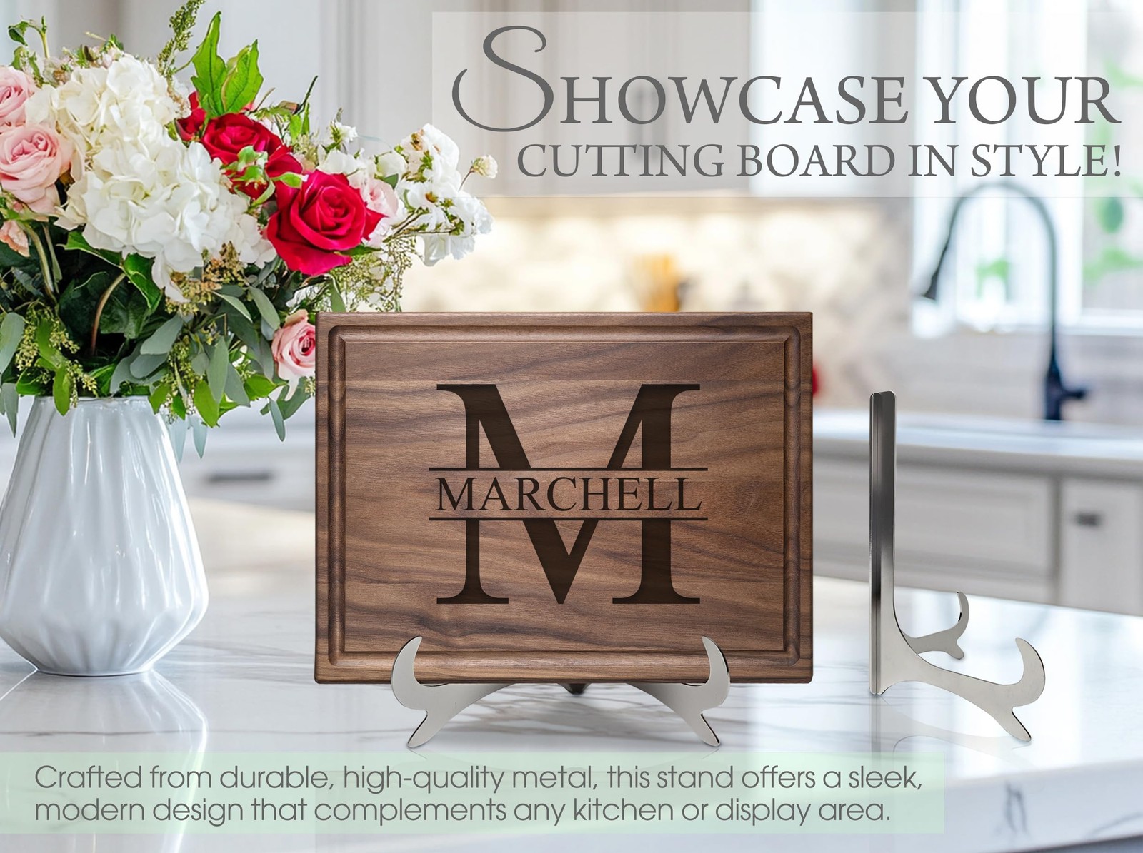 Personalized Cutting Board with Monogram – Custom 17″L x 12″W, Initial 050
