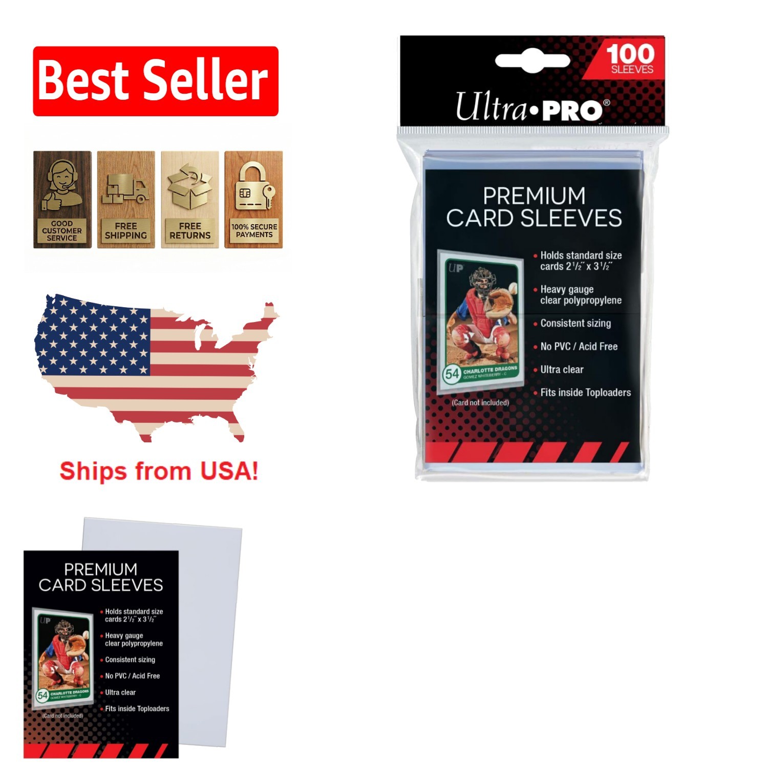 High-Quality 100ct Card Sleeves – Clear Protection for Sports & Trading Cards