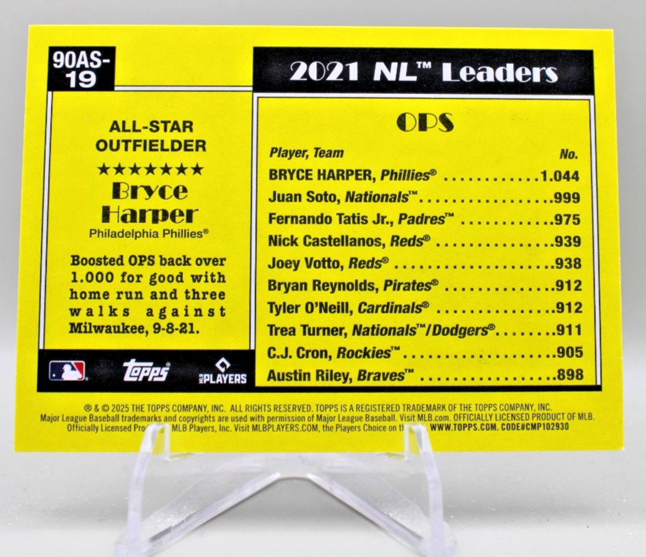 2025 Topps Series 2 – 1990 Topps Baseball All-Stars Bryce Harper #90AS-19