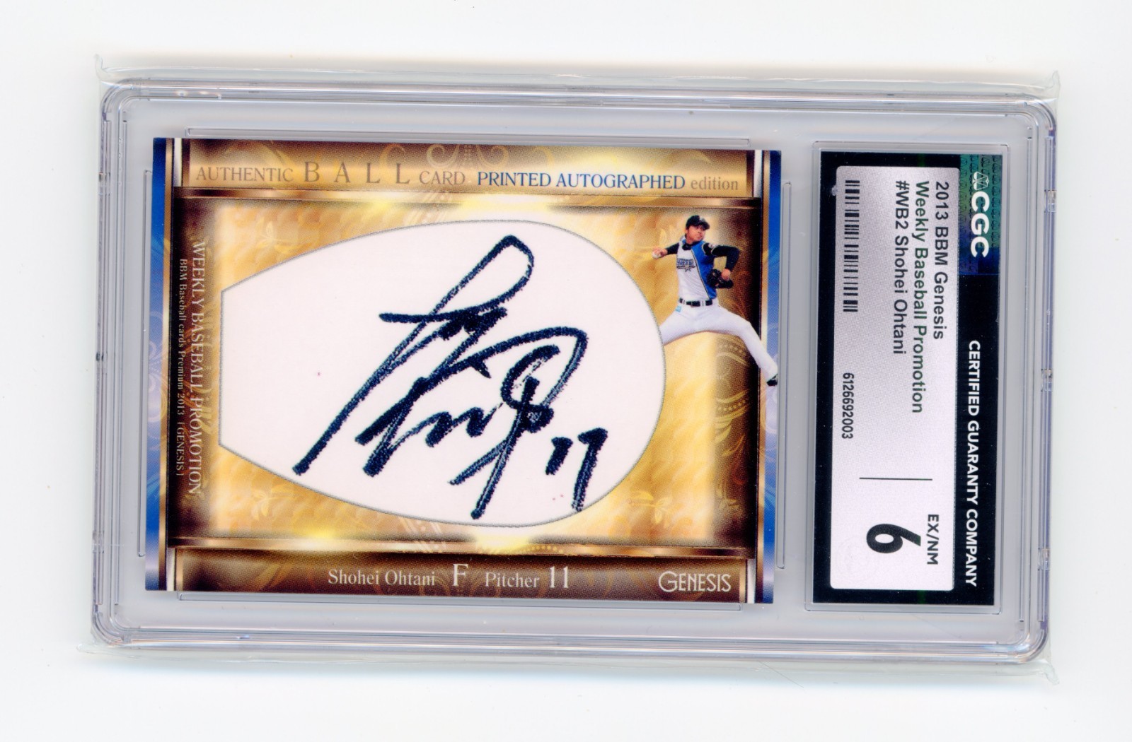 2013 BBM Genesis Weekly Baseball Promotion #WB2 Shohei Ohtani CGC 6