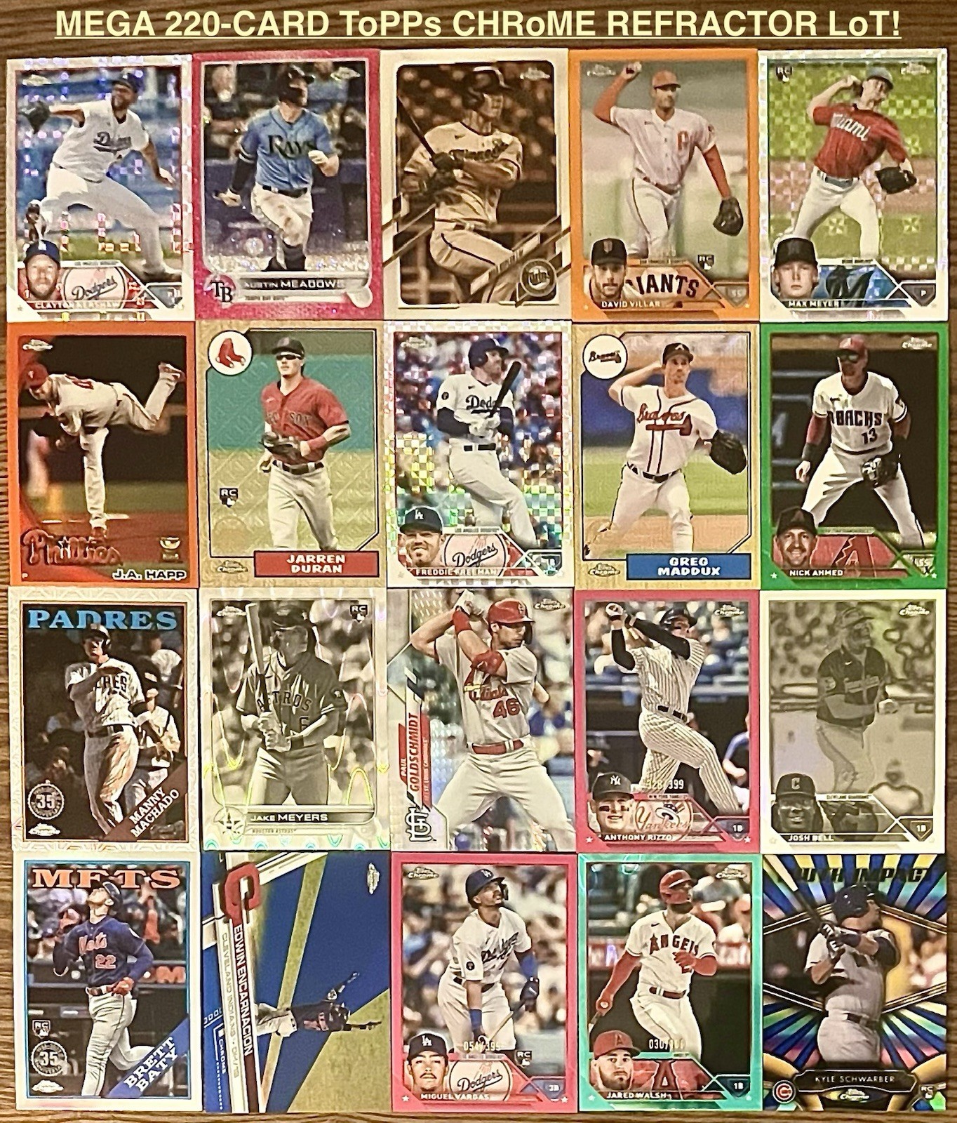 Topps Chrome MLB⚾️220-Card REFRACTOR & COLOR PARALLEL MEGA LOT-TONS of RCs &#’d