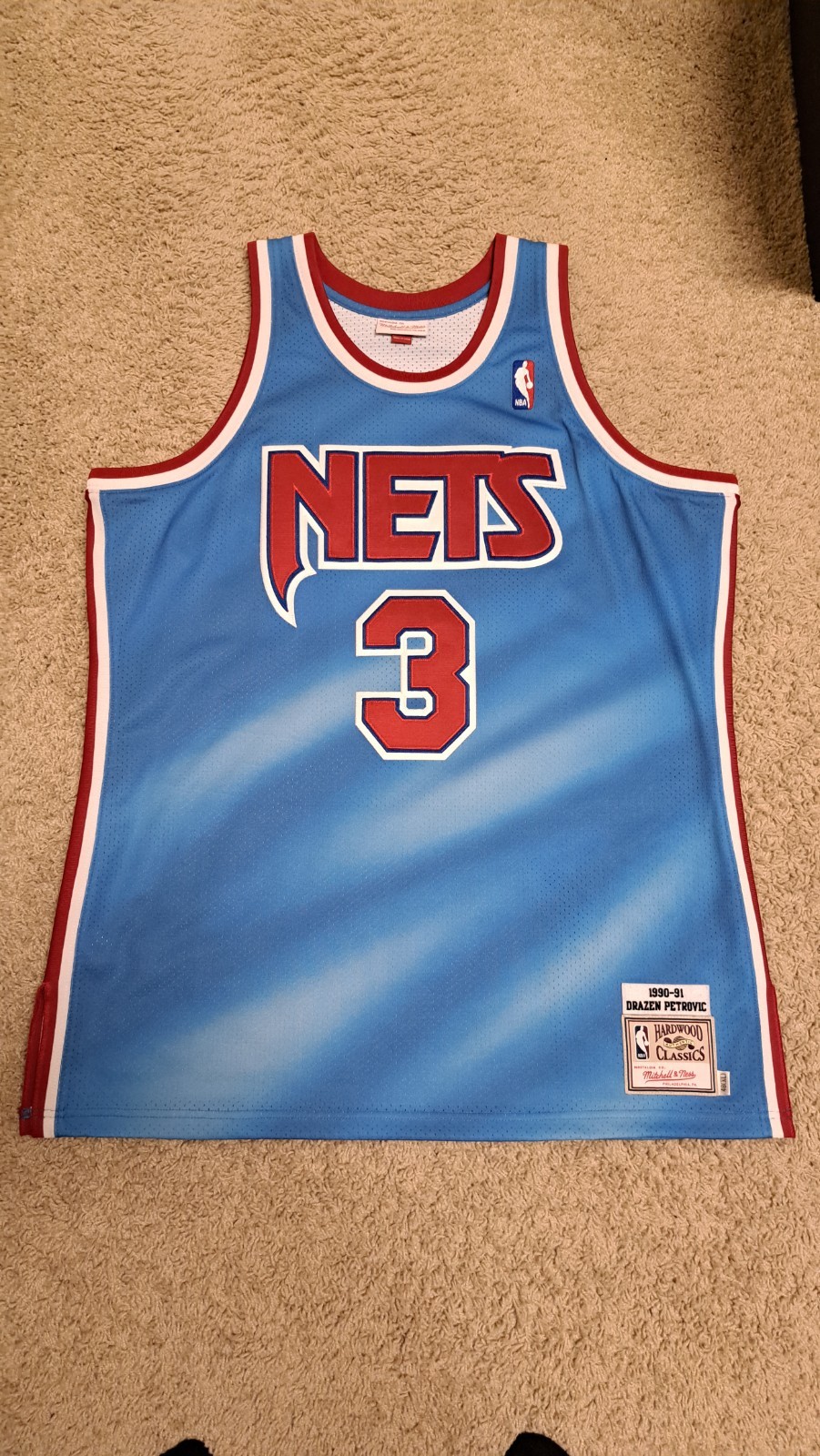 Authentic Mitchell & Ness New Jersey Nets Drazen Petrovic Jersey Tie Dye sz 48