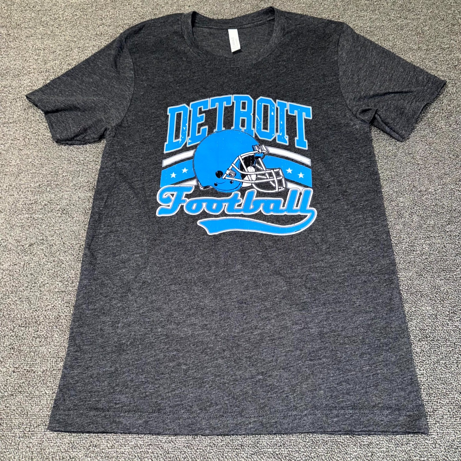 Bella+Canvas Detroit Lions Football T-Shirt Size Small Gray Graphic Short Sleeve