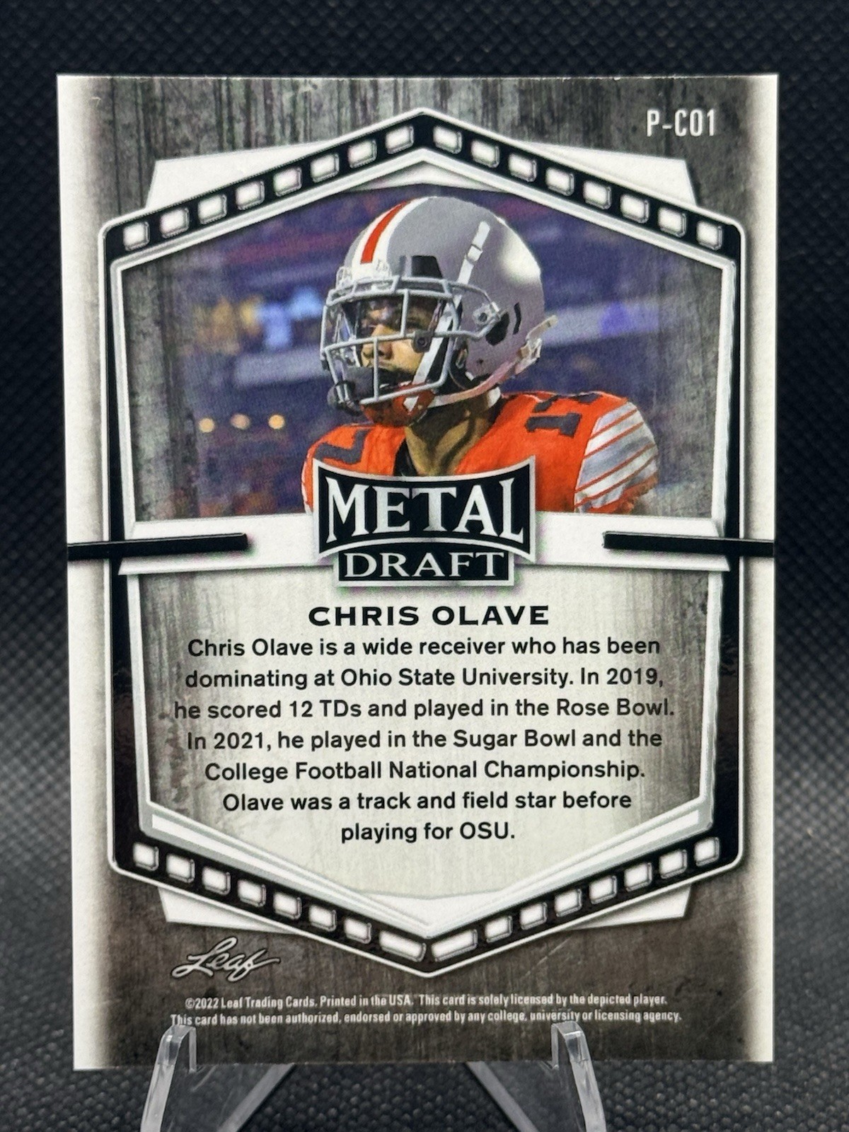 2022 Leaf Metal Draft Chris Olave Purple Ice Refractor Rookie Card P-CO1