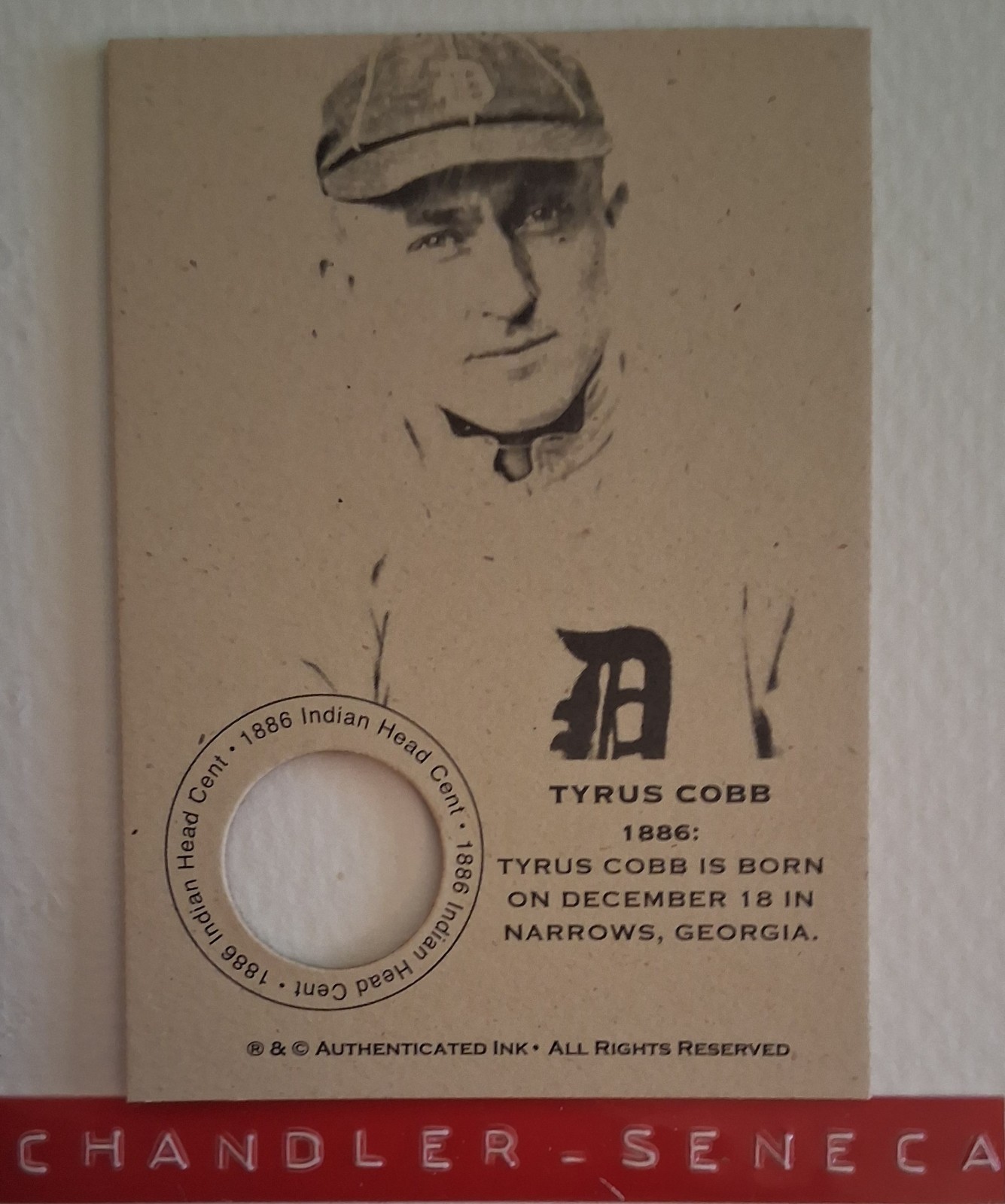TY COBB Tigers 1886 Penny Coin Collector Baseball Card