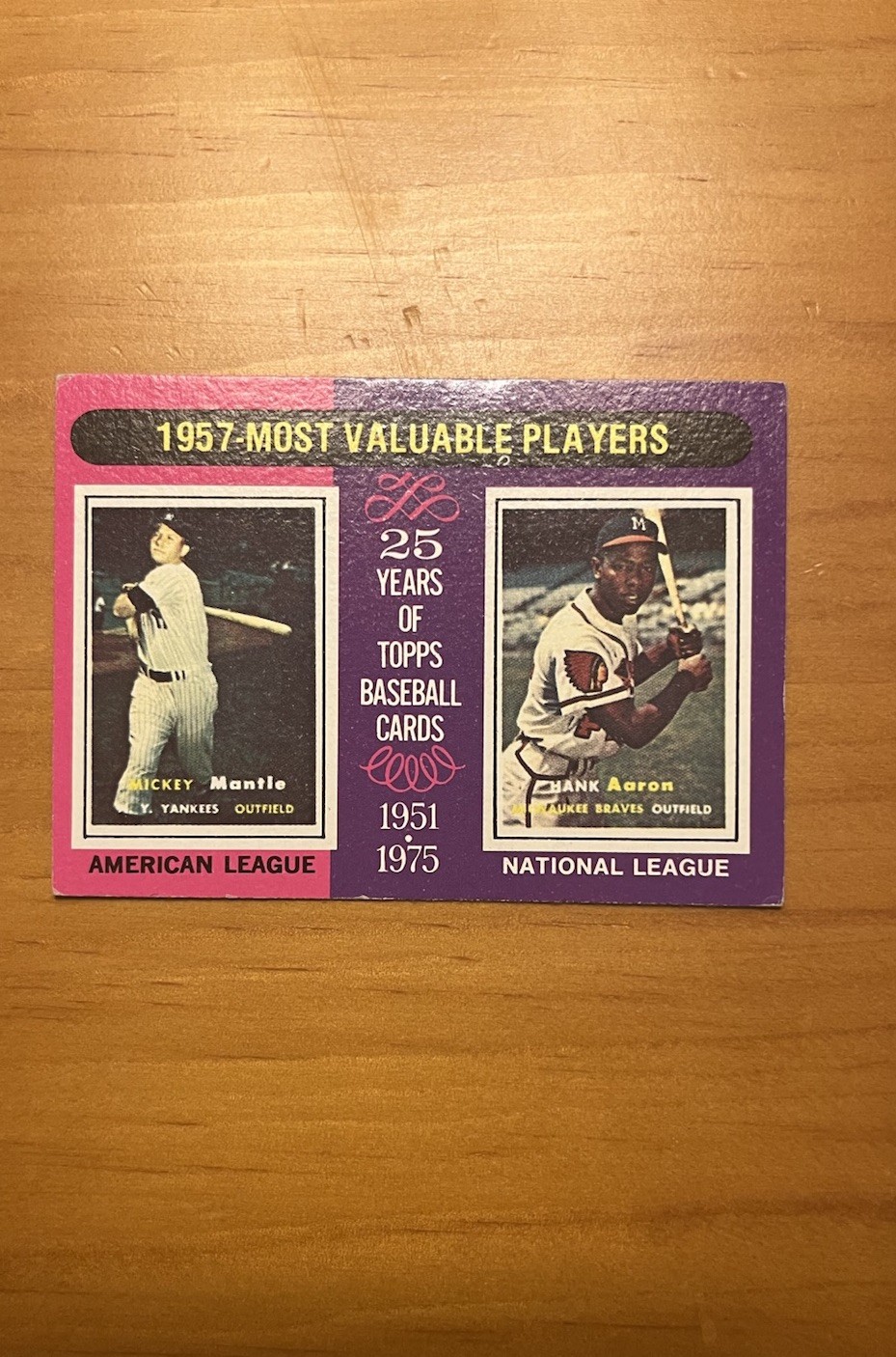 1975 Topps – 1957 Most Valuable Players Mickey Mantle Hank Aaron #195