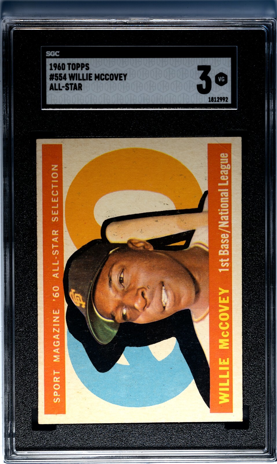 1960 Topps WILLIE McCOVEY ROOKIE All Star Giants #554 SGC 3 VG Condition