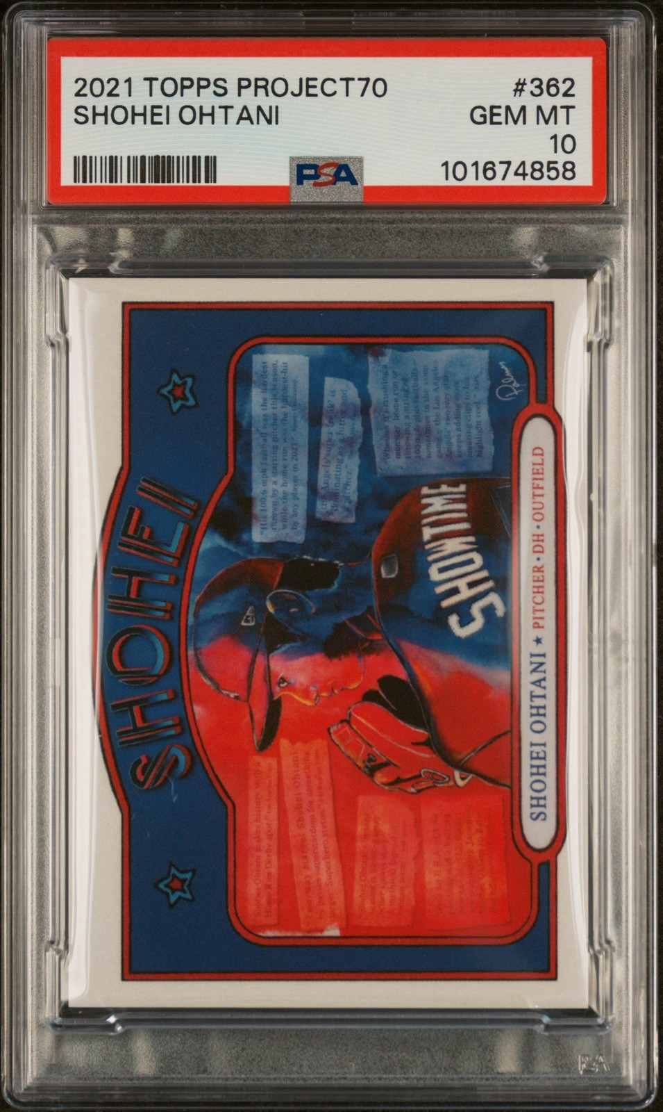 Topps 2021 Project70 Shohei Ohtani 1972 #362 /3568 PSA 10 Angels