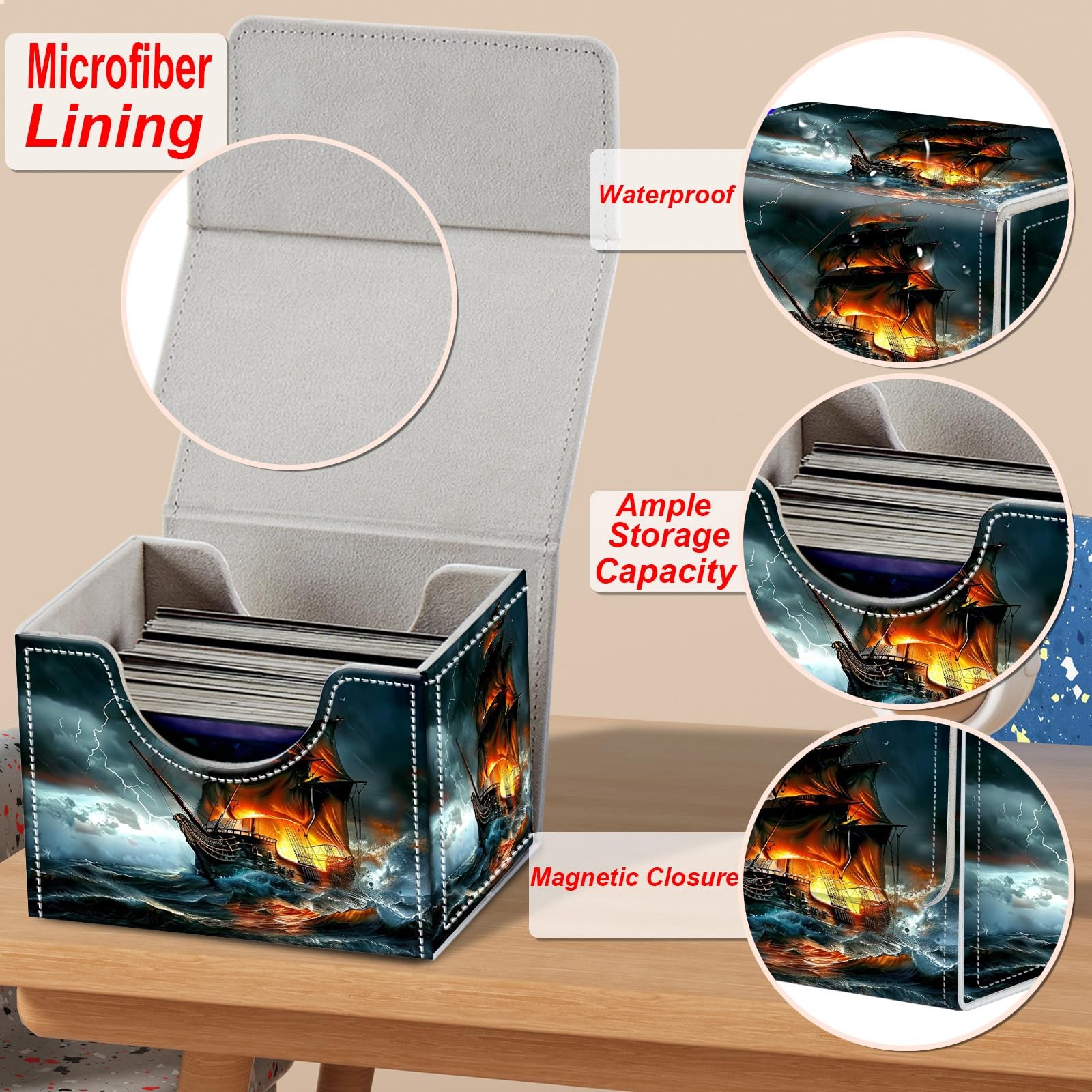 BVCLKJPOI Card Deck Box for MTG, Microfiber Lining and Waterproof PU Leather …