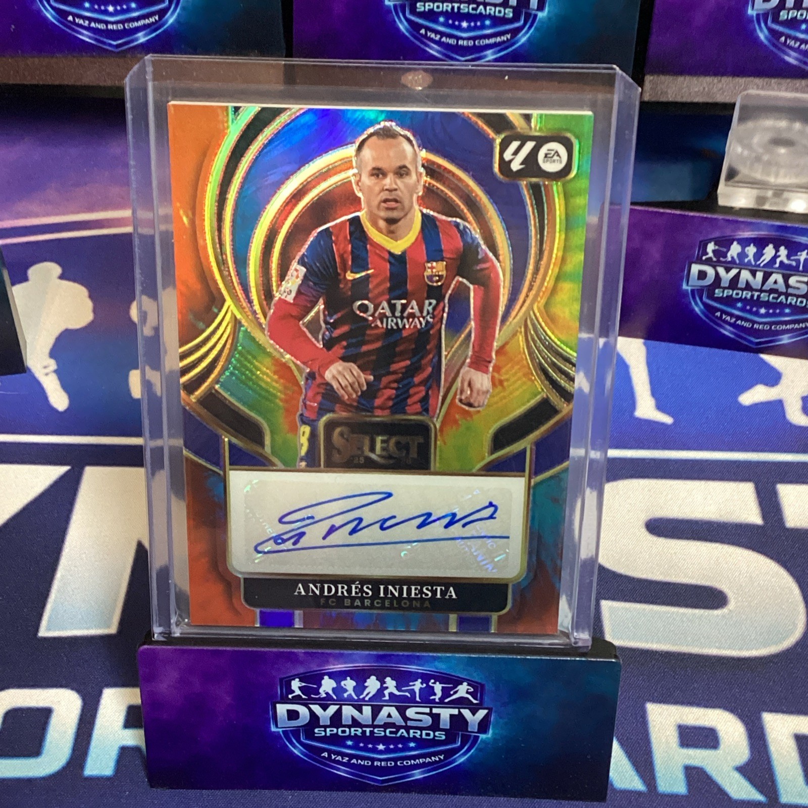 2025-26 Panini Select La Liga Andres Iniesta Tie Dye Prizm Signatures Auto /25