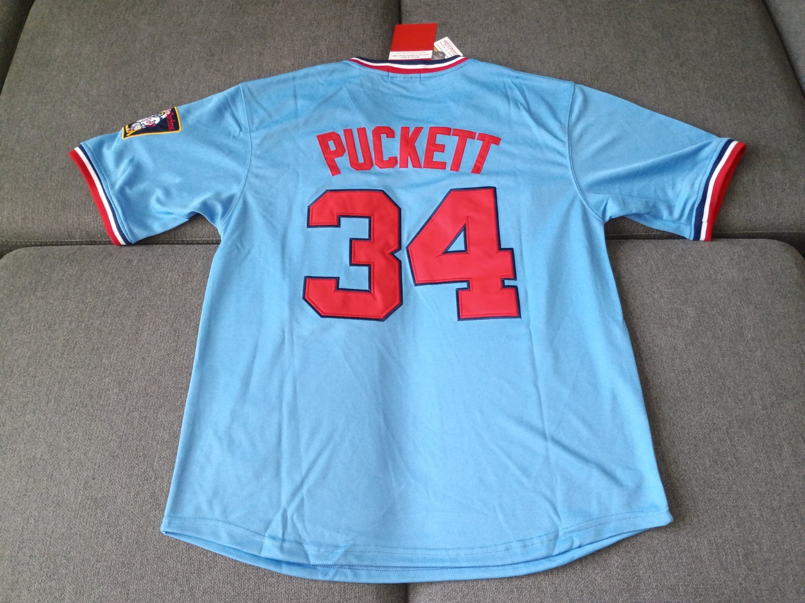 NWT Mens Kirby Puckett Minnesota Twins Blue Baseball Jersey (L)