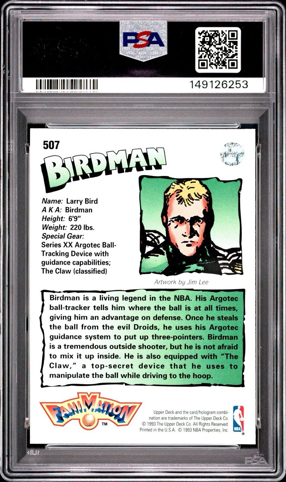 1992-93 Upper Deck Fanimation Larry Bird #507 PSA 9