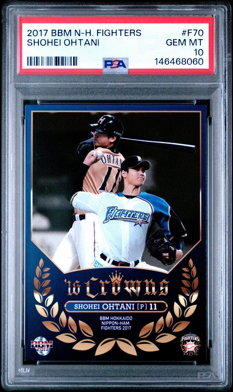 2017 BBM HOKKAIDO NIPPON HAM FIGHTERS #F70 SHOHEI OHTANI PSA 10