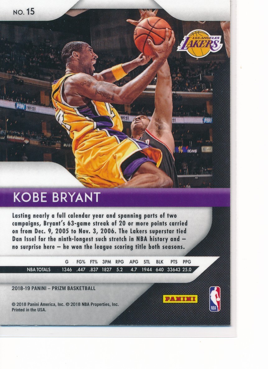 2018-19 Panini Prizm – Kobe Bryant #15