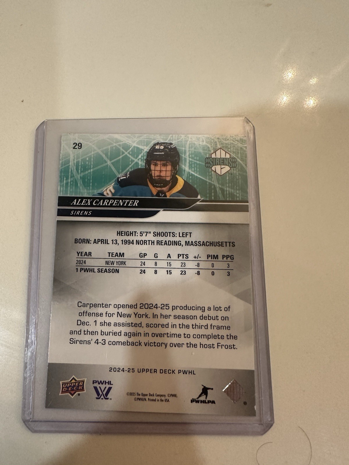 Upper Deck 2024-25 PWHL 4-Card Lot Nurse Carpenter Heise Coyne Schofield