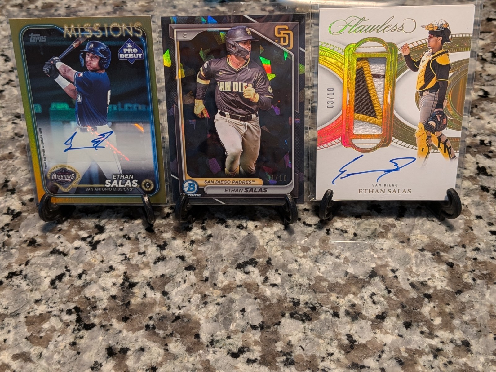 Ethan Salas Bowman Chrome Auto Refractor 🖤 🪙 12/50, 4/10, 3/10,Trio 4×3=12 Run