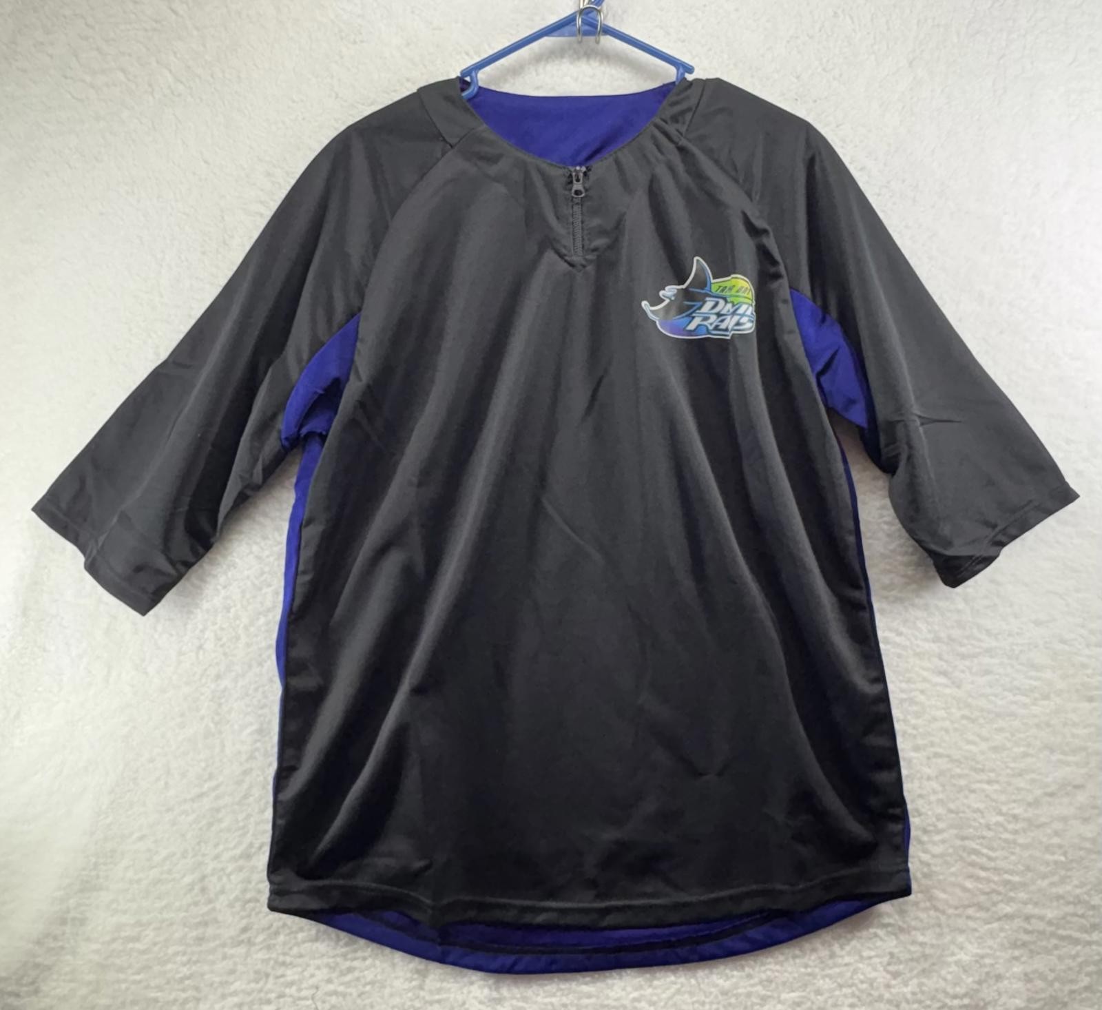 Tampa Bay Devil Rays 1/4 Zip Mens Black/Blue Match-Up Shirt Size Medium