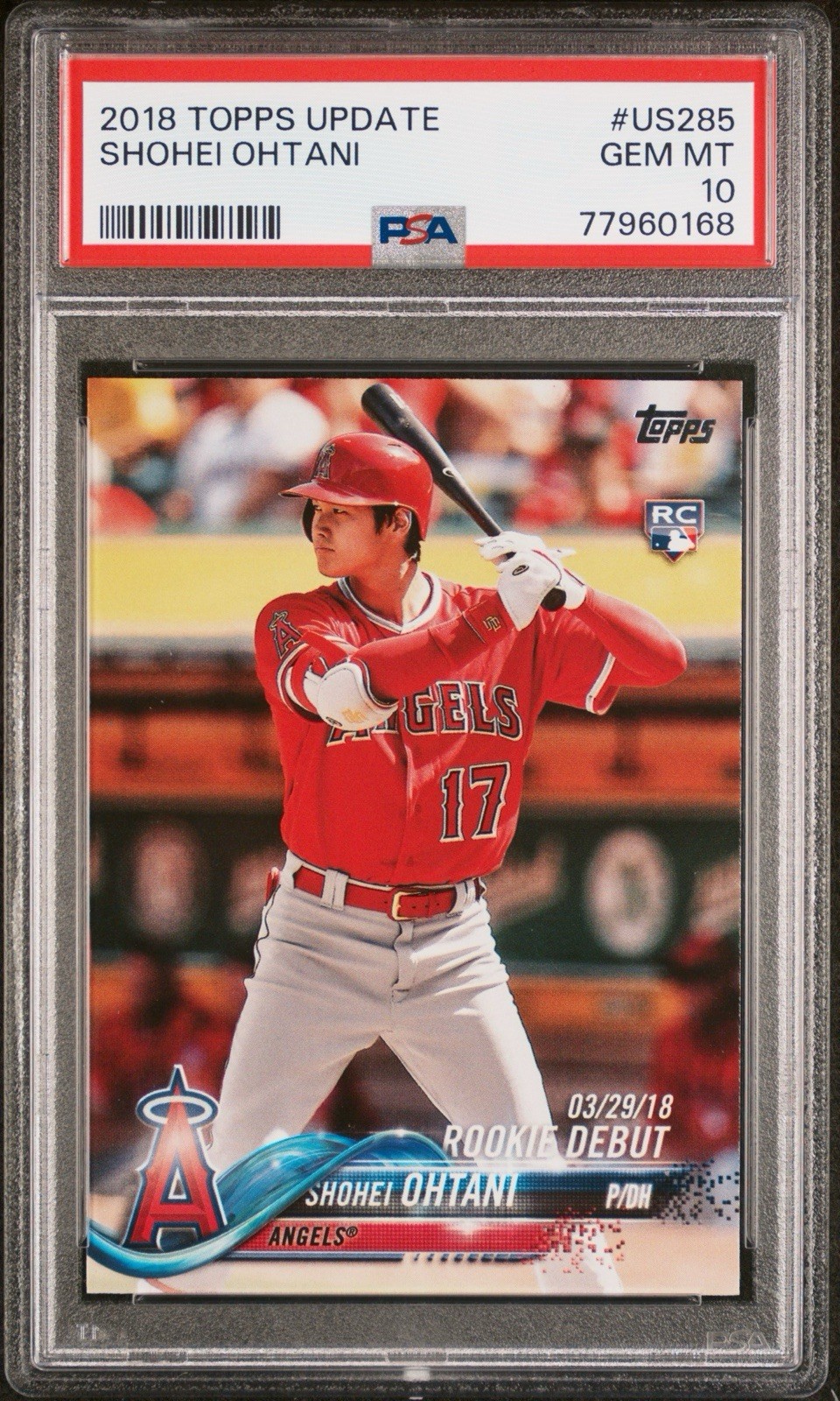2018 Topps Update Shohei Ohtani Rookie US285 Batting PSA 10 🔥
