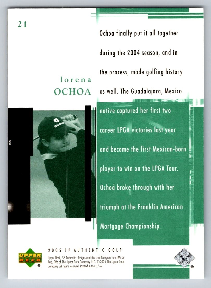 2005 UPPER DECK SP GOLF CARD #21 LORENA OCHOA