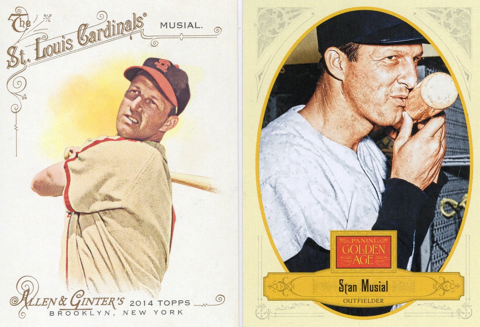 Stan Musial Lot of 2 2014 Topps Allen Ginter/ 2012 Panini Golden Age