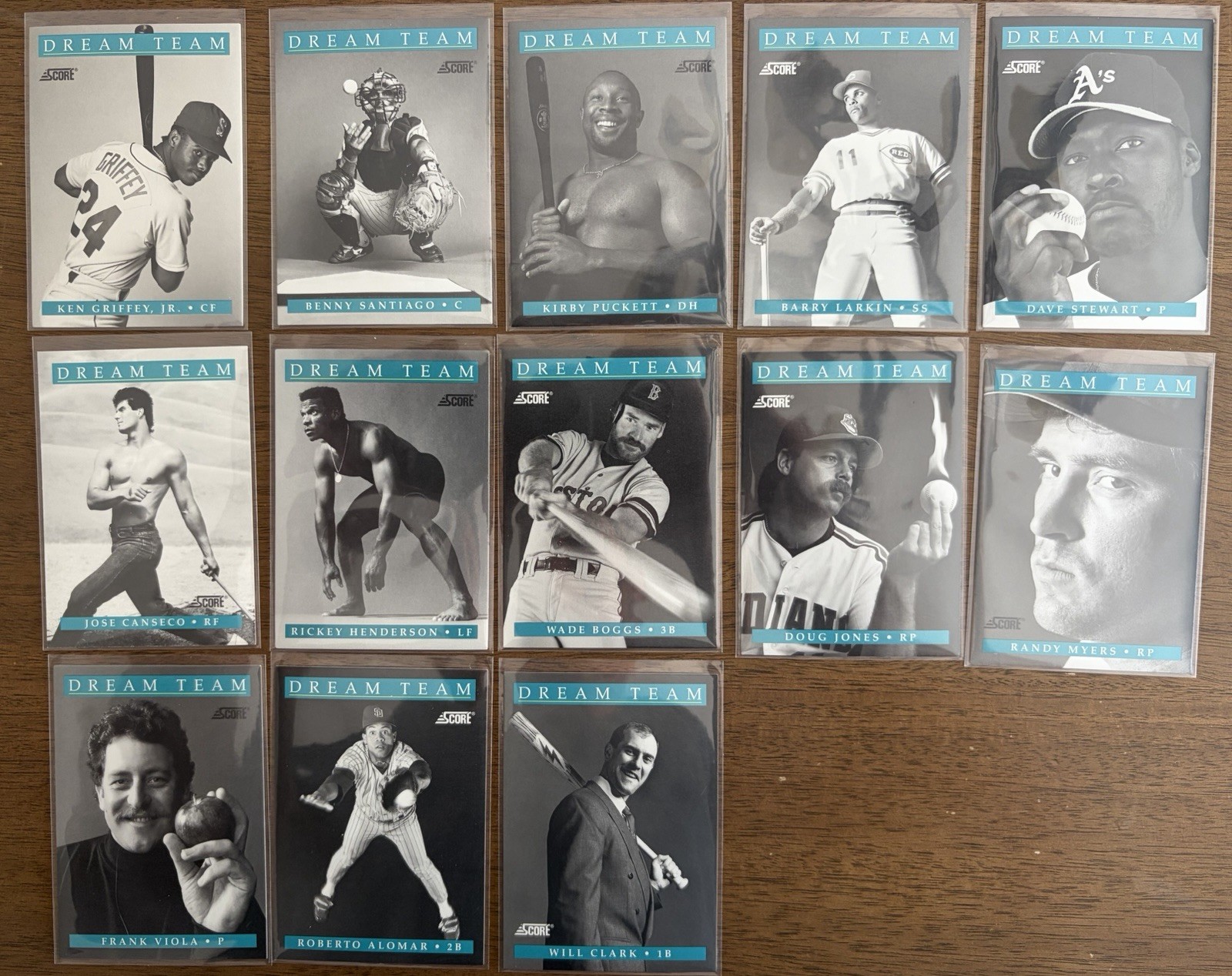 (13) CARD SET = 1991 SCORE “DREAM TEAM”- GRIFFEY CANSECO ICONIC BLACK & WHITE