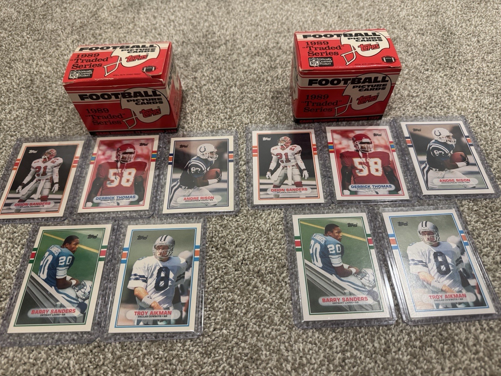 1989 Topps Traded Football Complete Set Aikman, Deion, Barry Sanders RC X2 Sets