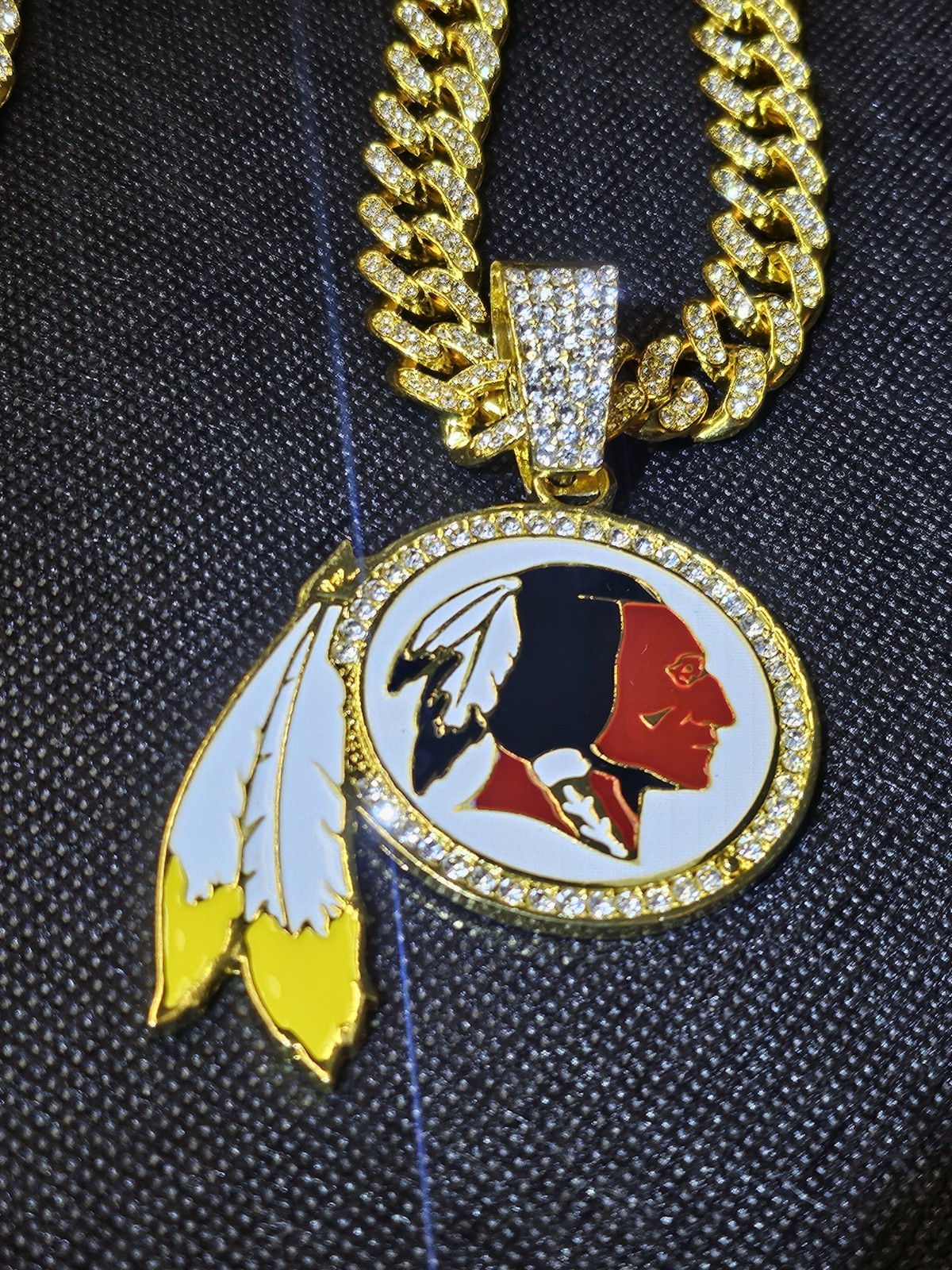 Washington Redskins Commanders Throwback Chain Iced Out Crystal 24″ Necklace
