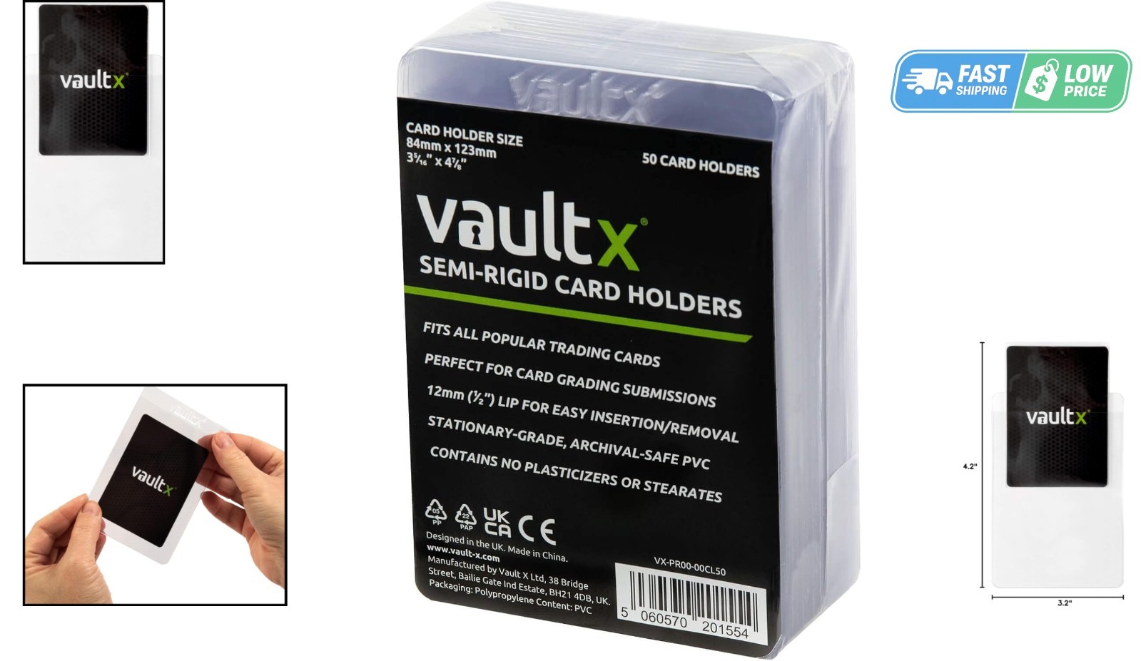 Crystal Clear 50-Pack Semi-Rigid Card Sleeves for Secure Trading Card Storage