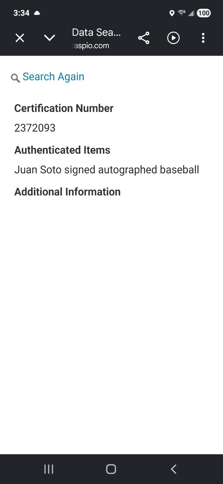 JUAN SOTO Hand-Signed Autographed Baseball with COA and Protective Case (METS)