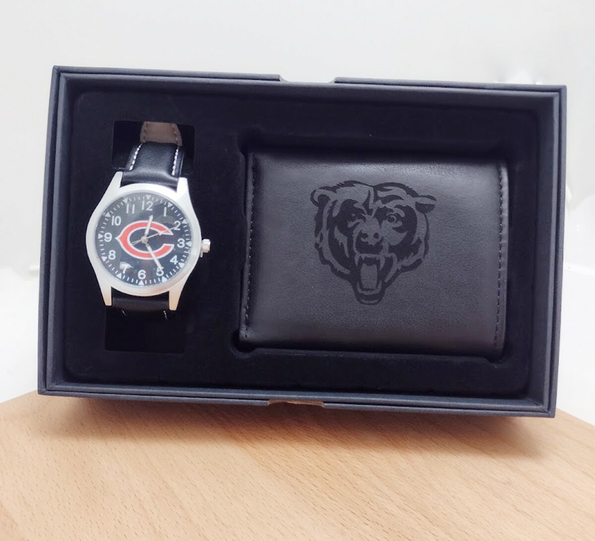 Chicago Bears NFL Black Watch And Wallet Gift Set – Free Shipping