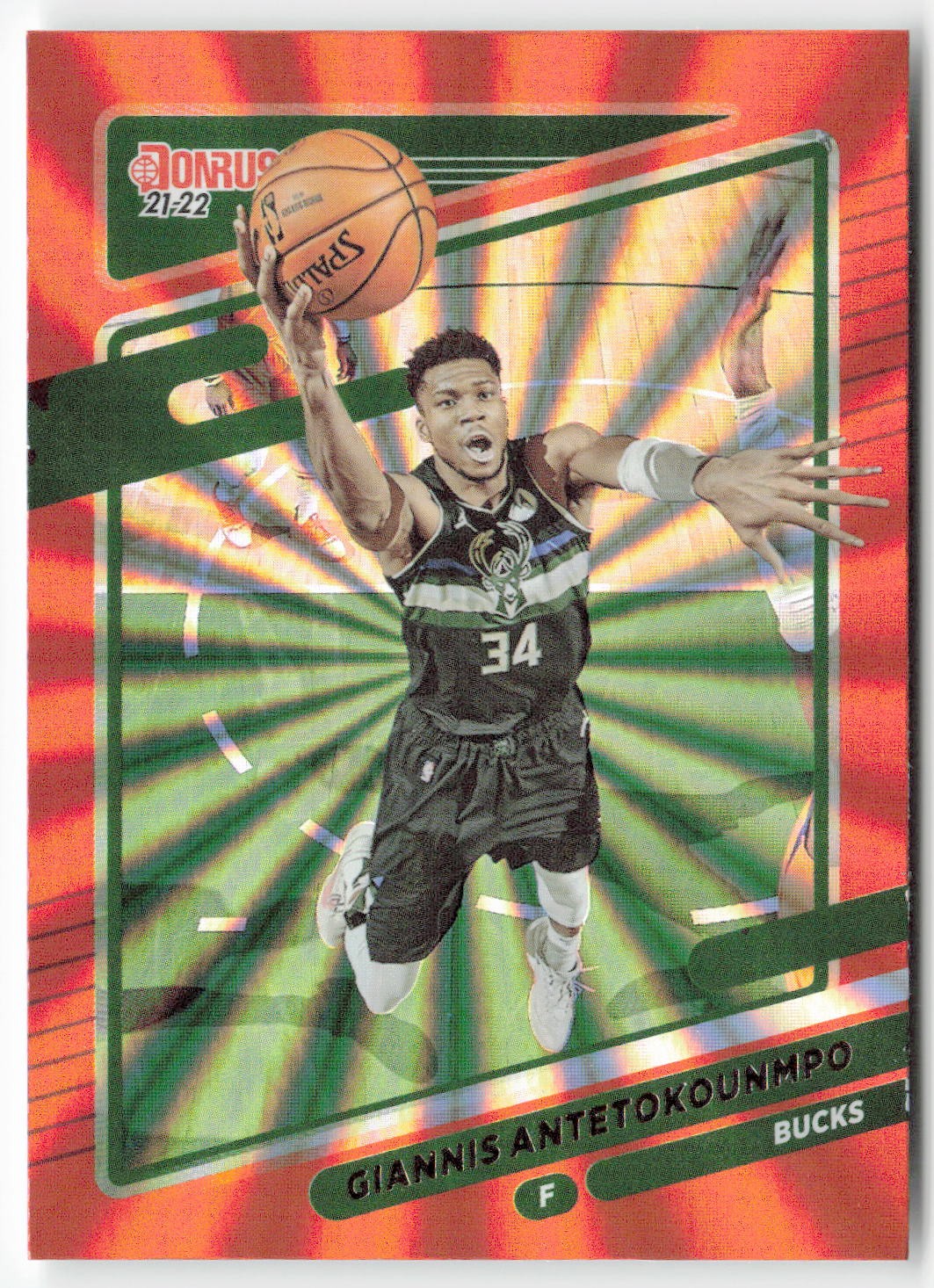 2021-22 Donruss #177 Giannis Antetokounmpo Holo Orange Laser