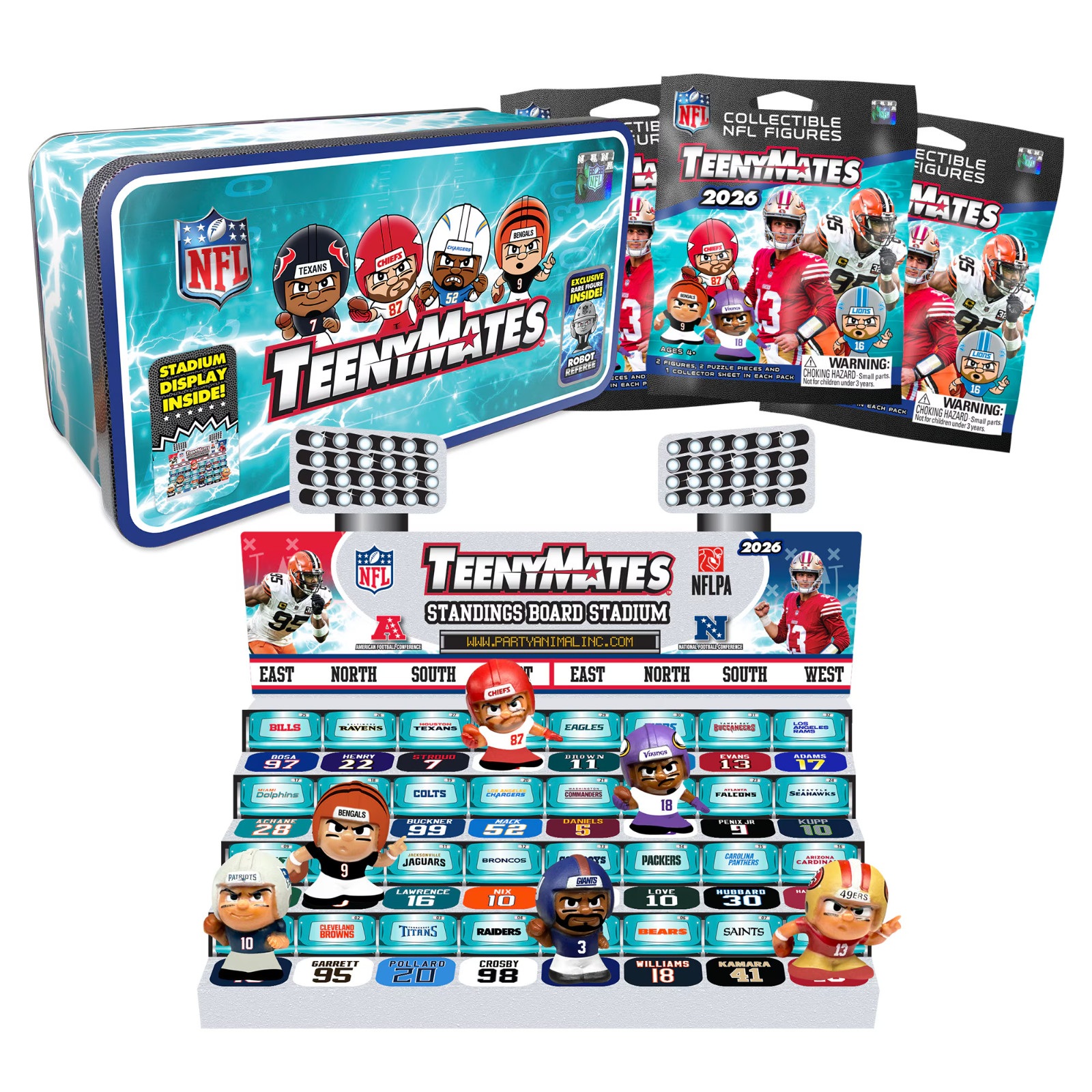 TeenyMates NFL Series 14 Collector Tin With 3 Packs.