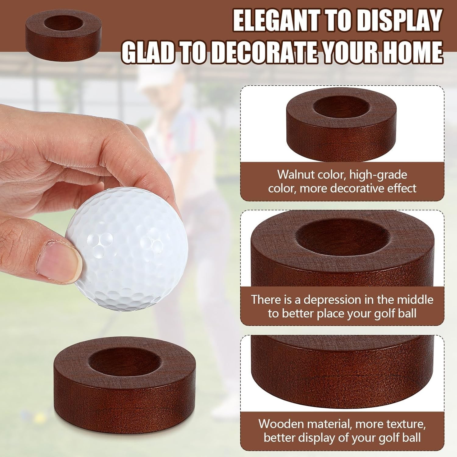 1 Pcs Wooden Golf Ball Display Stand 2 Inches Single Golf Ball Holder Mini Wo…