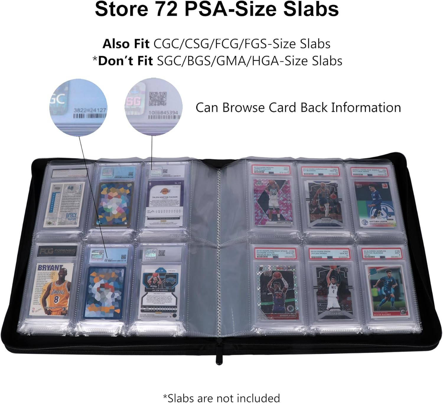 Graded Card Binder – Holds 72 PSA Slabs, 6 Pocket Slab Binder for PSA, CGC, CSG,