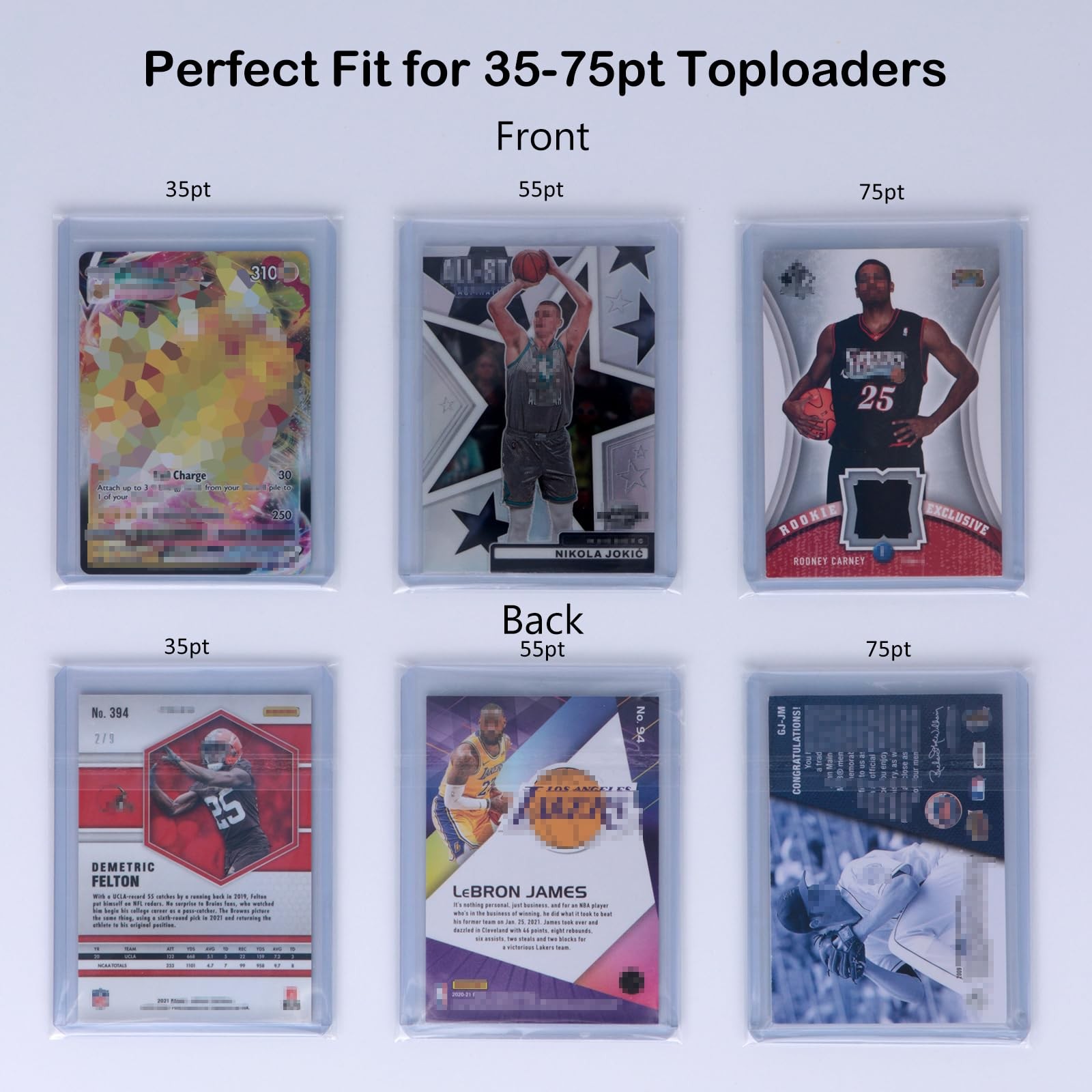 Top Loader Sleeves – Resealable Team Bags for 35-75PT Rigid Toploader Card Holde