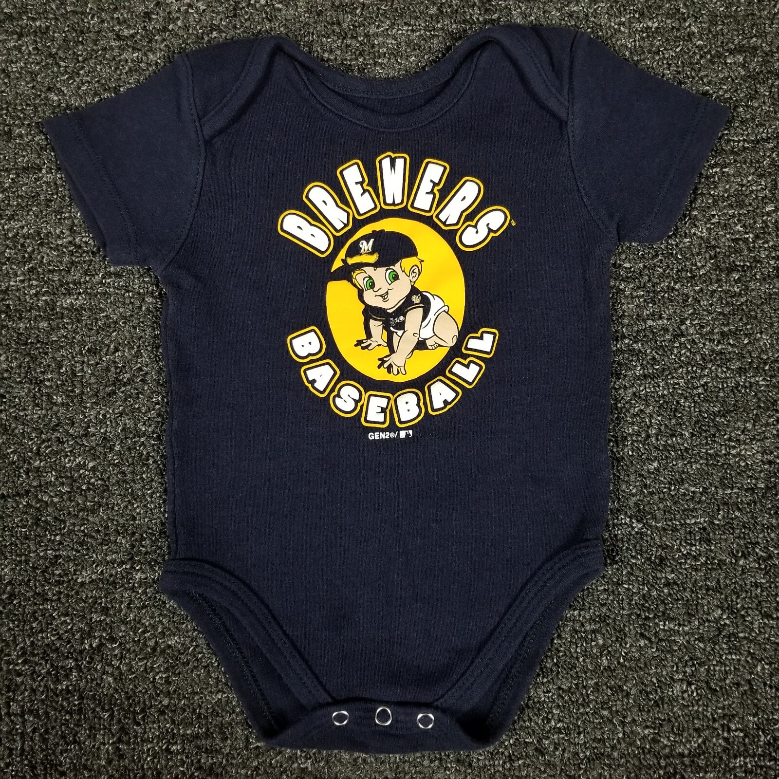Milwaukee Brewers One Piece Boys 12 Months Blue MLB Gen2 Baby Snap Button 12M