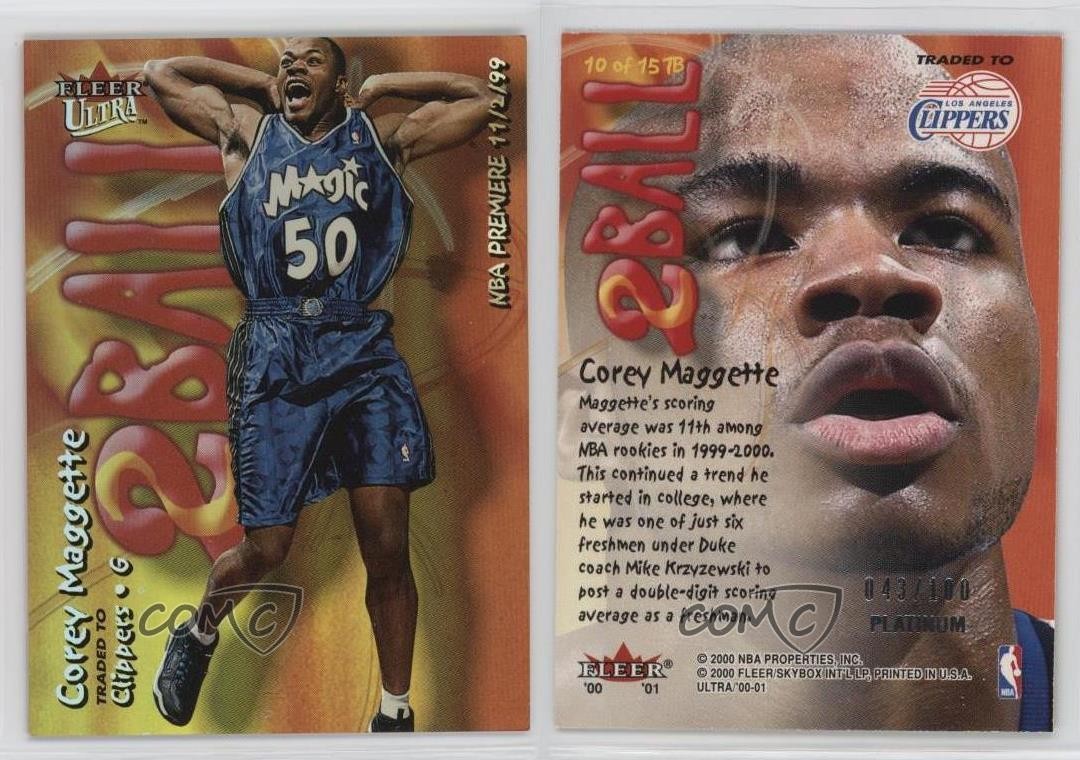2000-01 Fleer Ultra 2 Ball Platinum 43/100 Corey Maggette #10TB 16rf