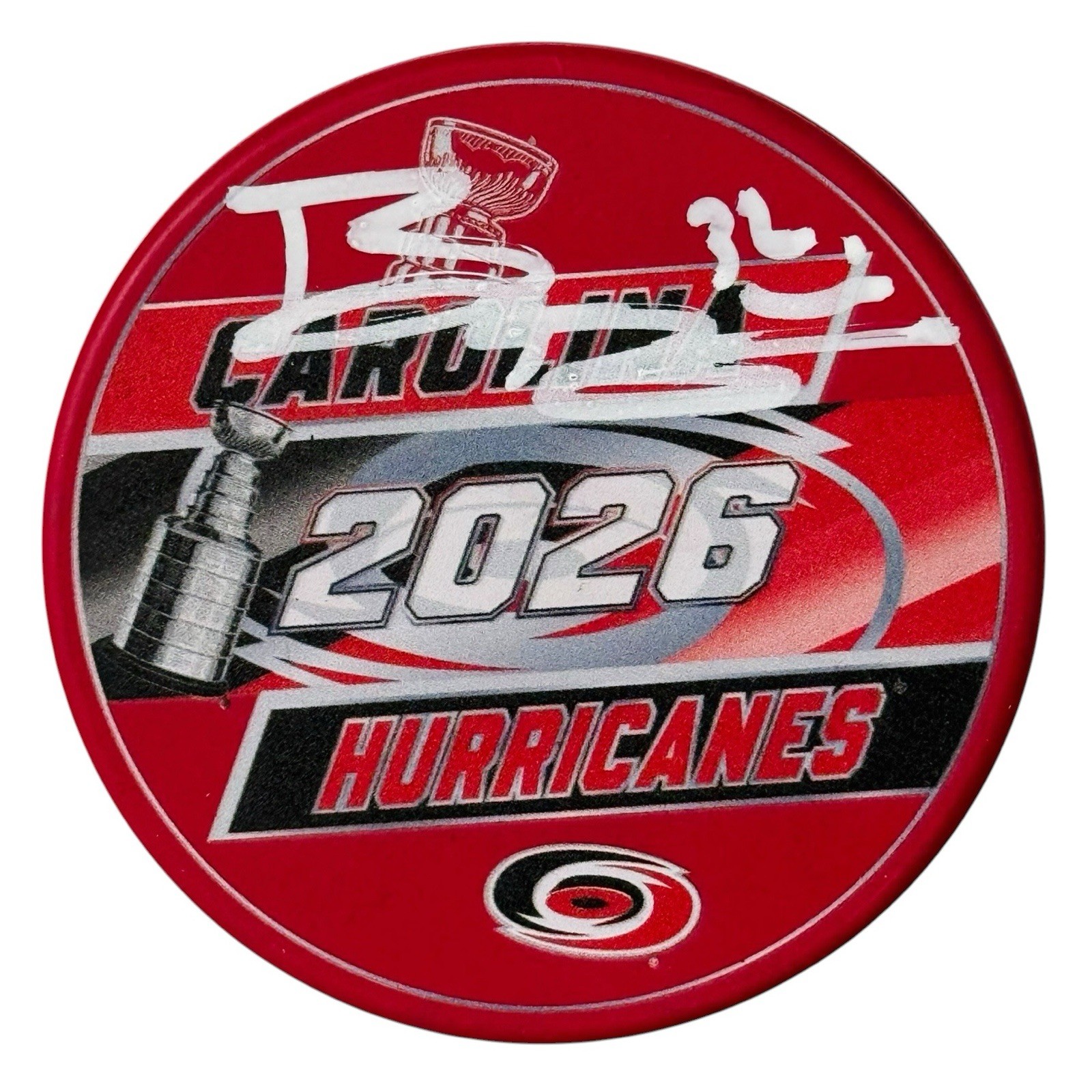 BRANDON BUSSI CAROLINA HURRICANES SIGNED PUCK STANLEY CUP CHAMPS FANATICS COA