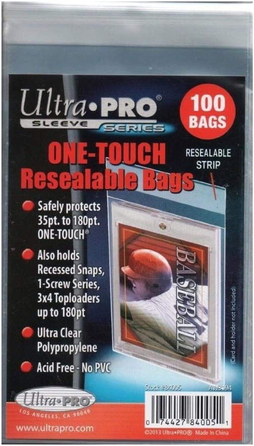 100 One Touch Resealable Polypropylene Bags – Clear Document Sleeves for Cards