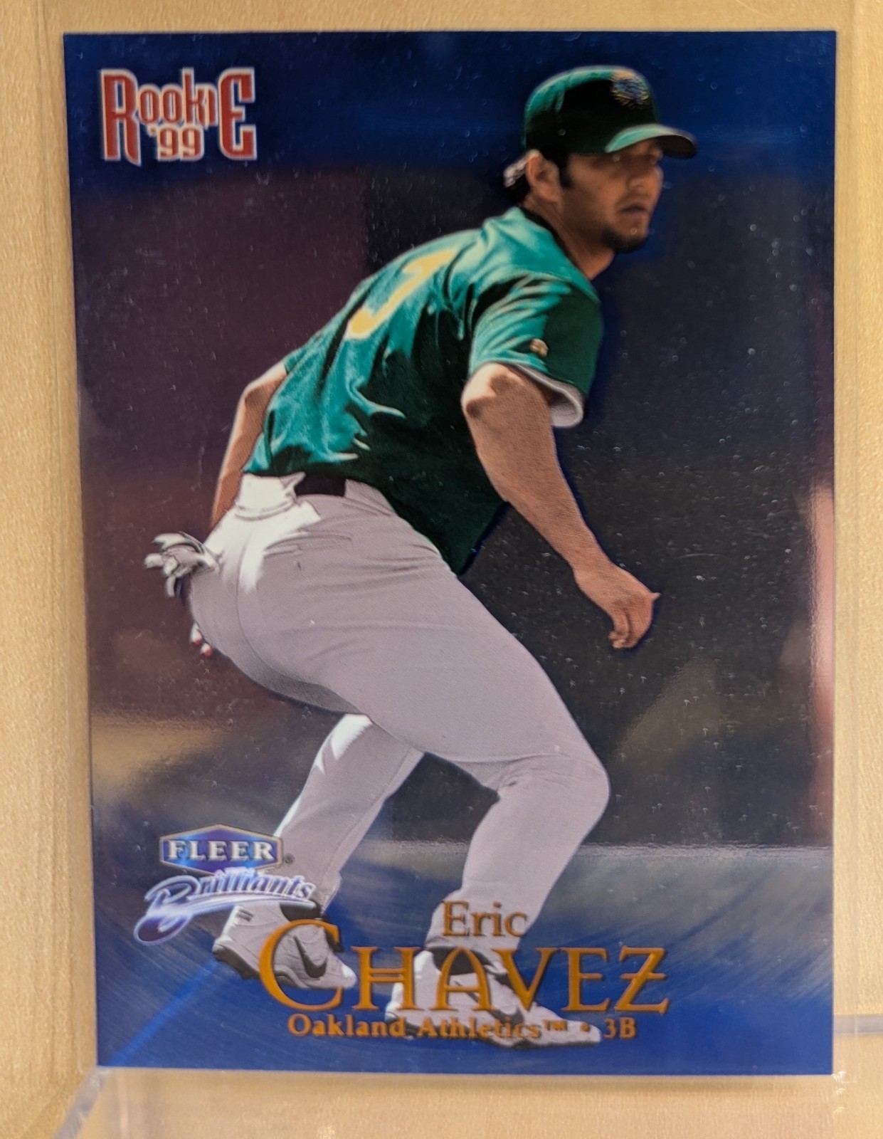 1999 Fleer Brilliants BLUE #130 Eric Chavez Athletics MIRROR FINISH PARALLEL