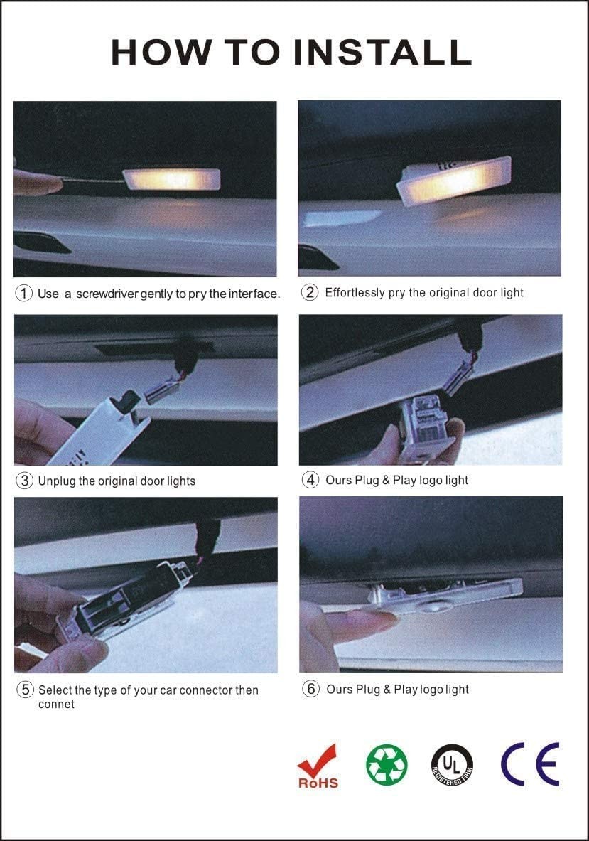 Lzmytsdklo 4pc Car LED Door Projector Welcome Lights X1-X7 M Z GT